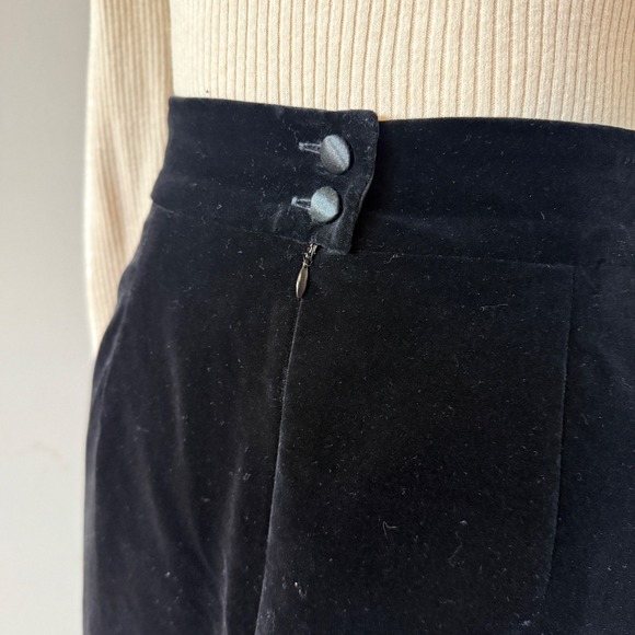 Vintage Mondi Black Velvet Midi Pencil Skirt Size 38 Small Elegant Office - Picture 6 of 11